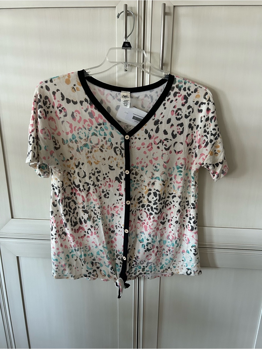 Sew In Love Cream Top with Pink, Teal, Mustard and Black Accents